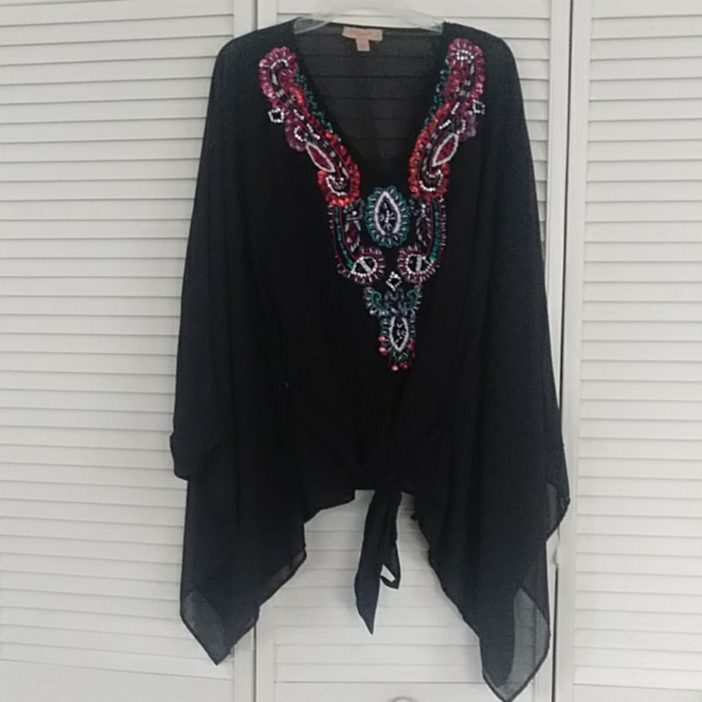 Kyra Black embroidered Boho blouse